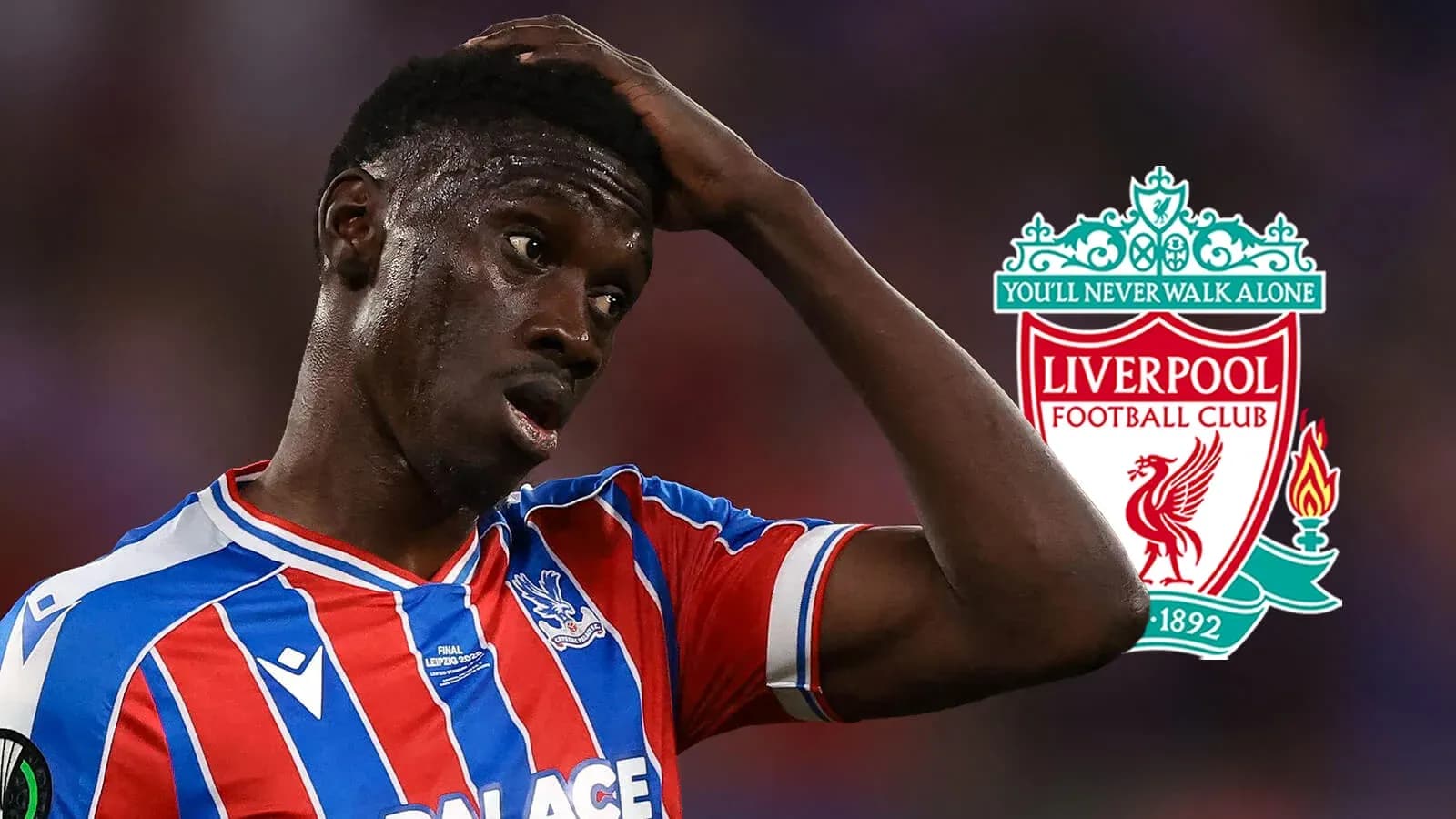 Crystal Palace player looking concerned during match