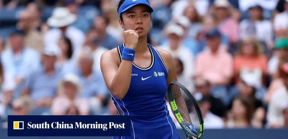 Tennis player celebrating during a match