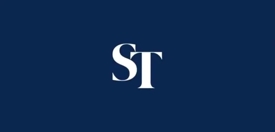 Logo of ST on dark blue background