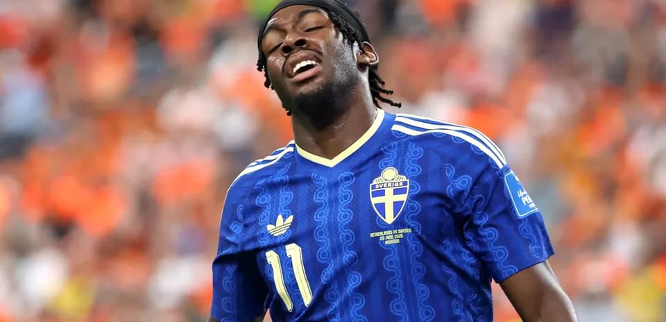 Player in Sweden jersey during match against Netherlands