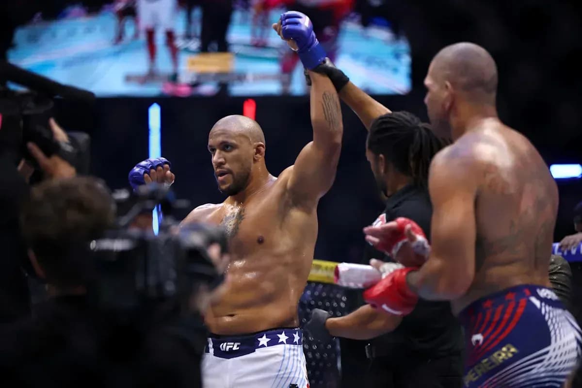 Fighter celebrating victory in UFC match