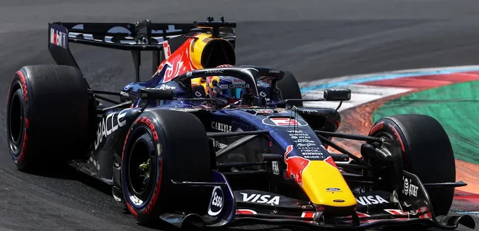 Red Bull Racing car navigating a racetrack corner