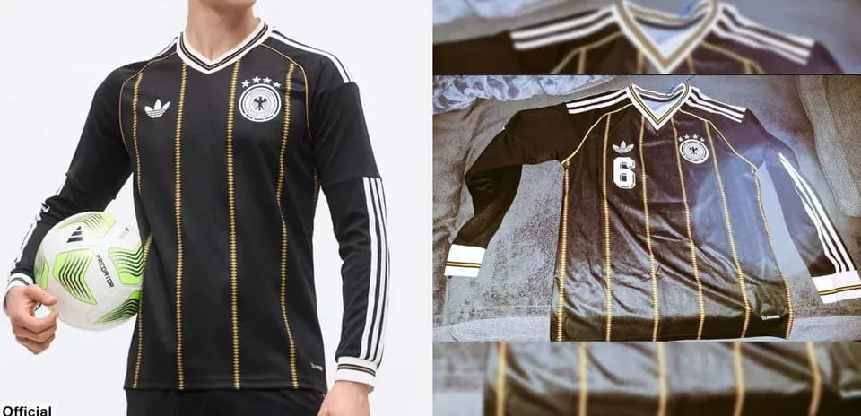 Black Germany national football team jersey with stripes