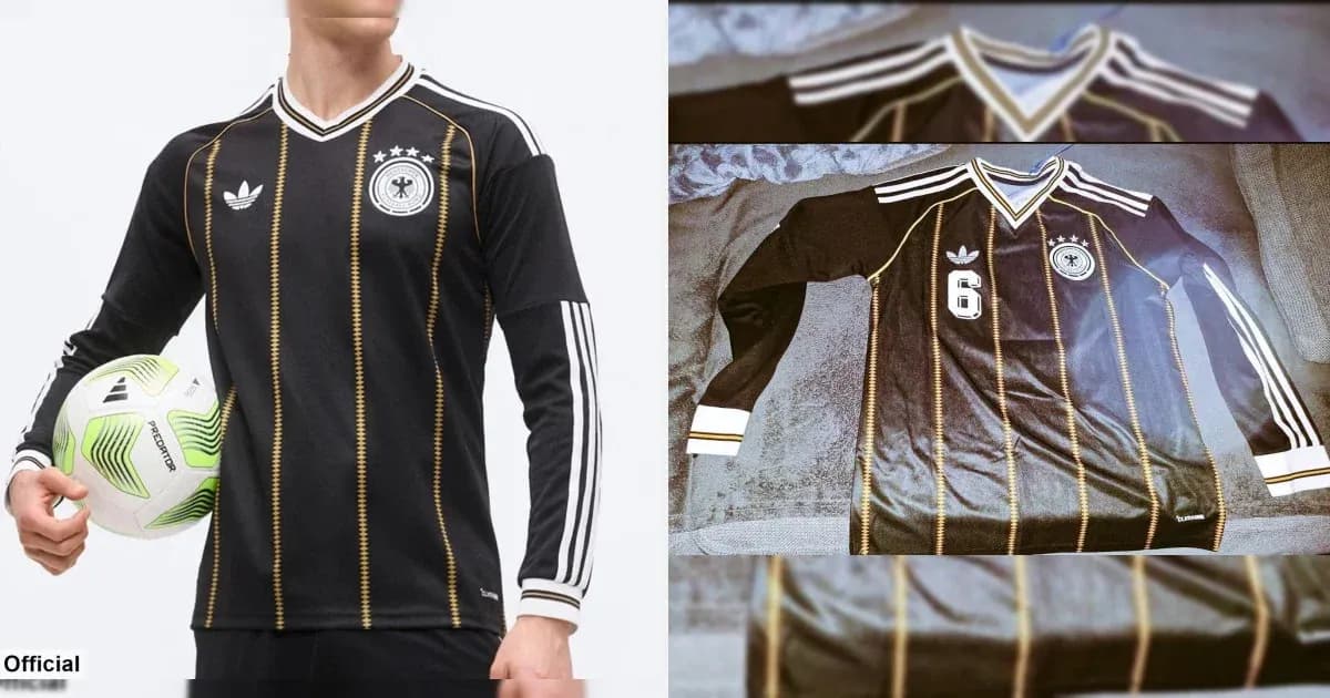 Black Germany national football team jersey with stripes
