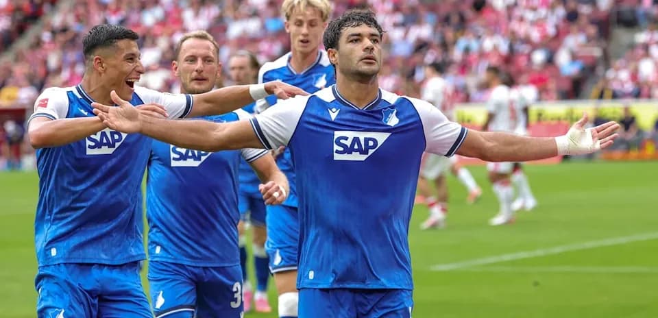 Hoffenheim players celebrating a goal on the field