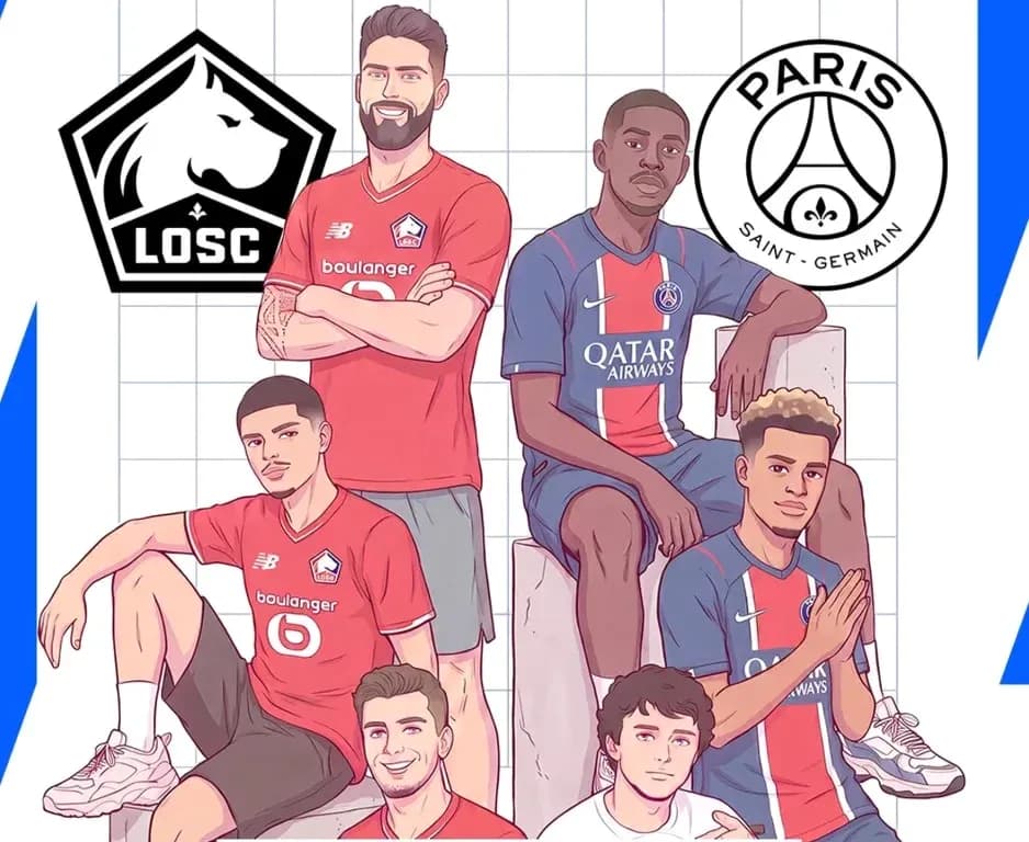 Players from LOSC and Paris Saint-Germain posing together
