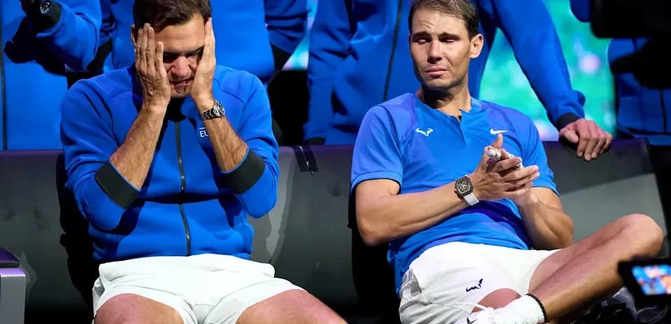 Roger Federer and Rafael Nadal during emotional moment