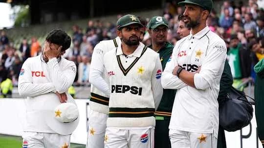 Pakistani cricket team members during a match