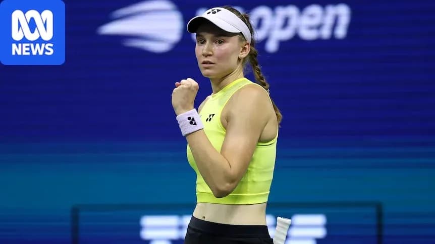 Tennis player celebrating during match at US Open