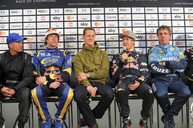 Five drivers seated at Race of Champions press event