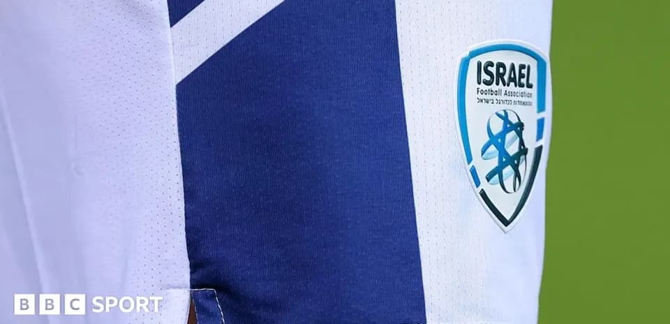Close-up of Israel Football Association logo on jersey