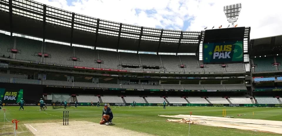 Cricket pitch preparation at Melbourne Cricket Ground
