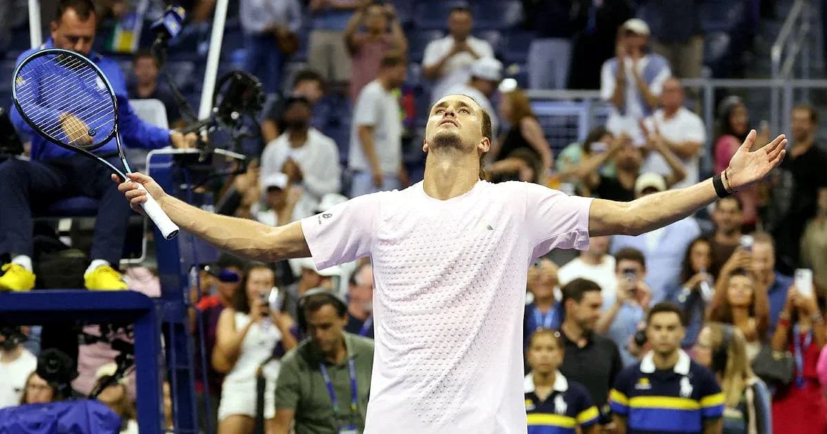 Player celebrating victory at US Open match