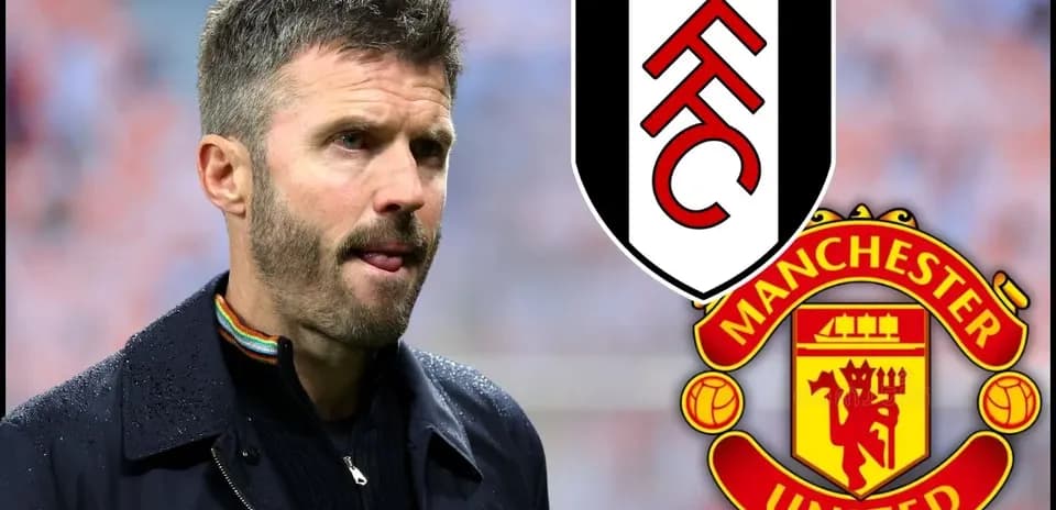 Coach with Fulham and Manchester United logos in background