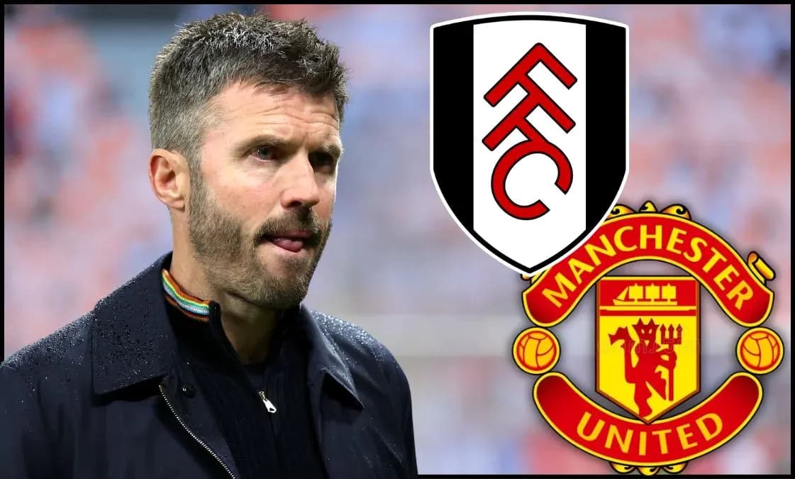 Coach with Fulham and Manchester United logos in background