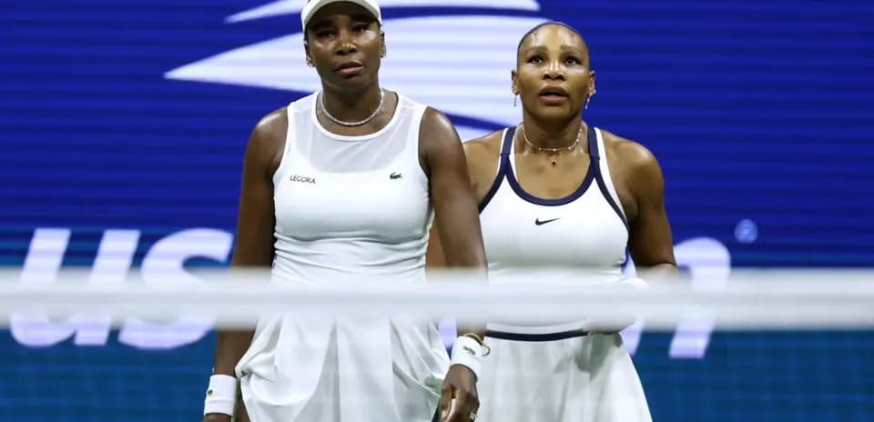 Venus and Serena Williams during a doubles match