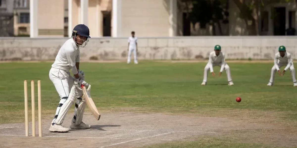 Batsman preparing to hit a ball in cricket match