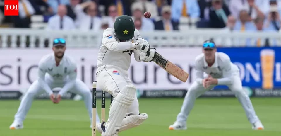 Batsman ducking to avoid a fast ball in cricket
