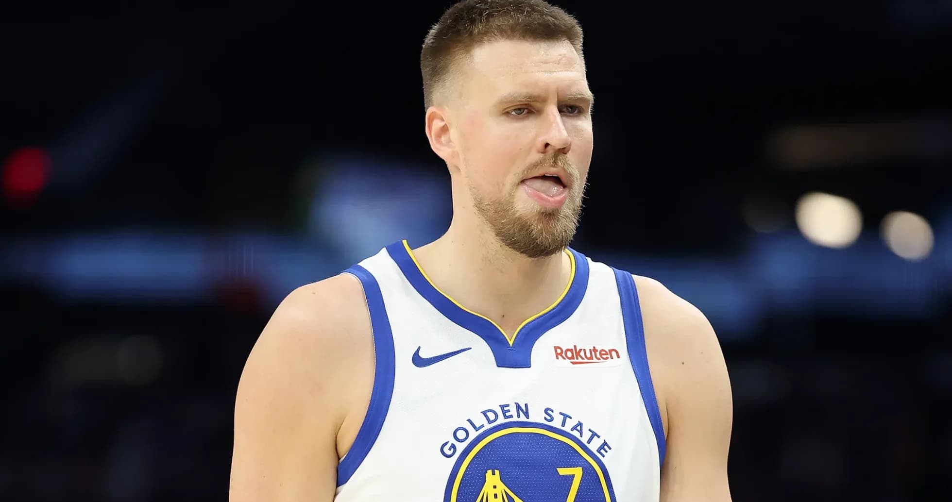 Player wearing Golden State jersey during game