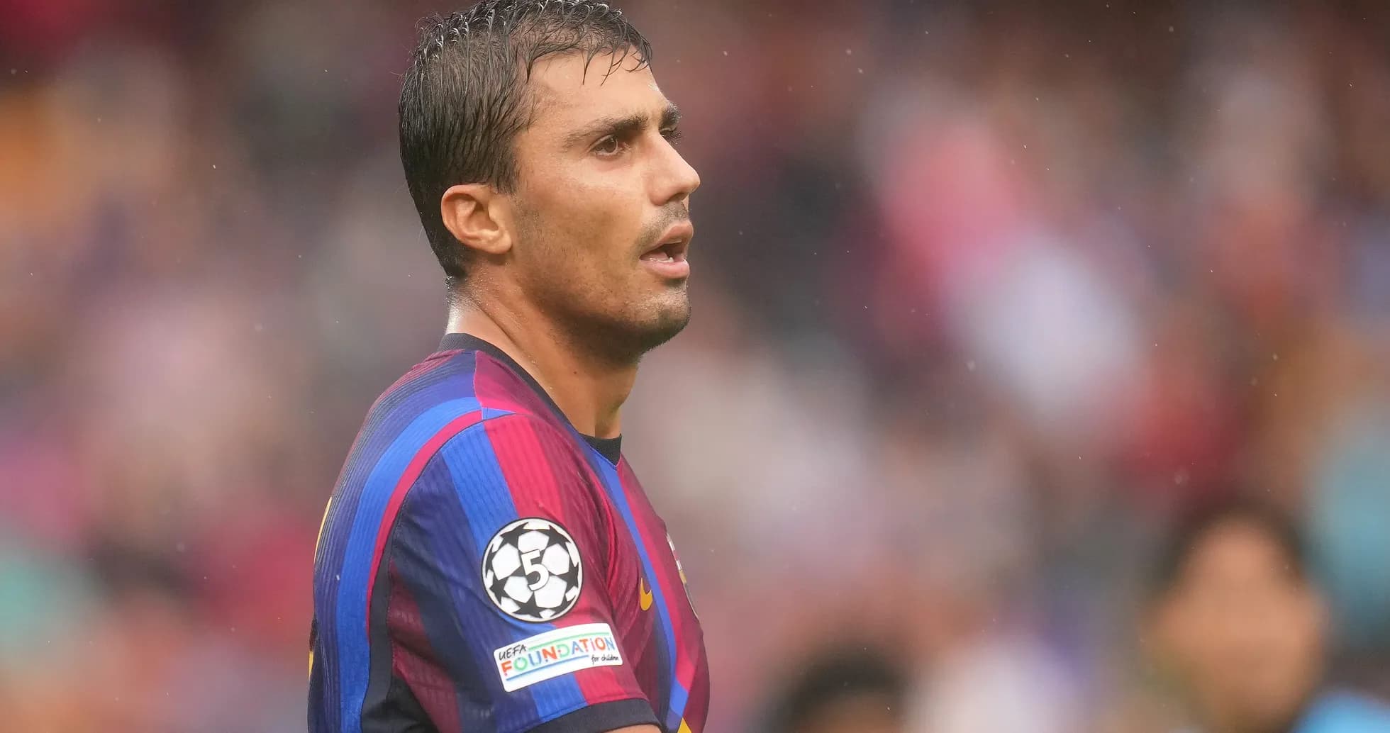 Barcelona player looking on during a match