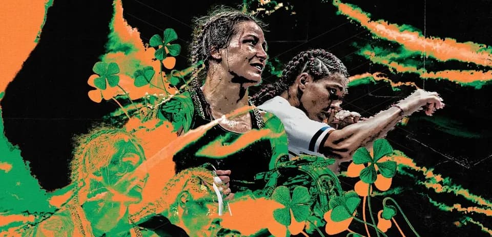 Two female athletes in action with vibrant background