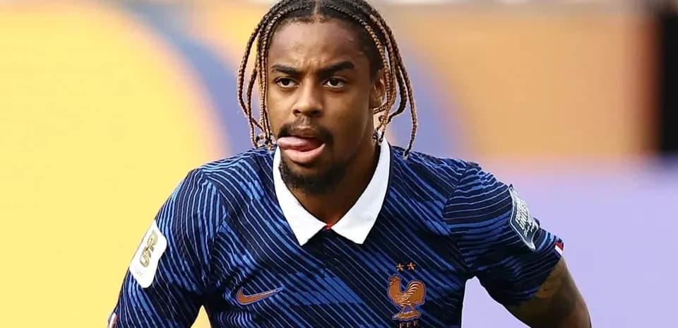 Player wearing France jersey during match action