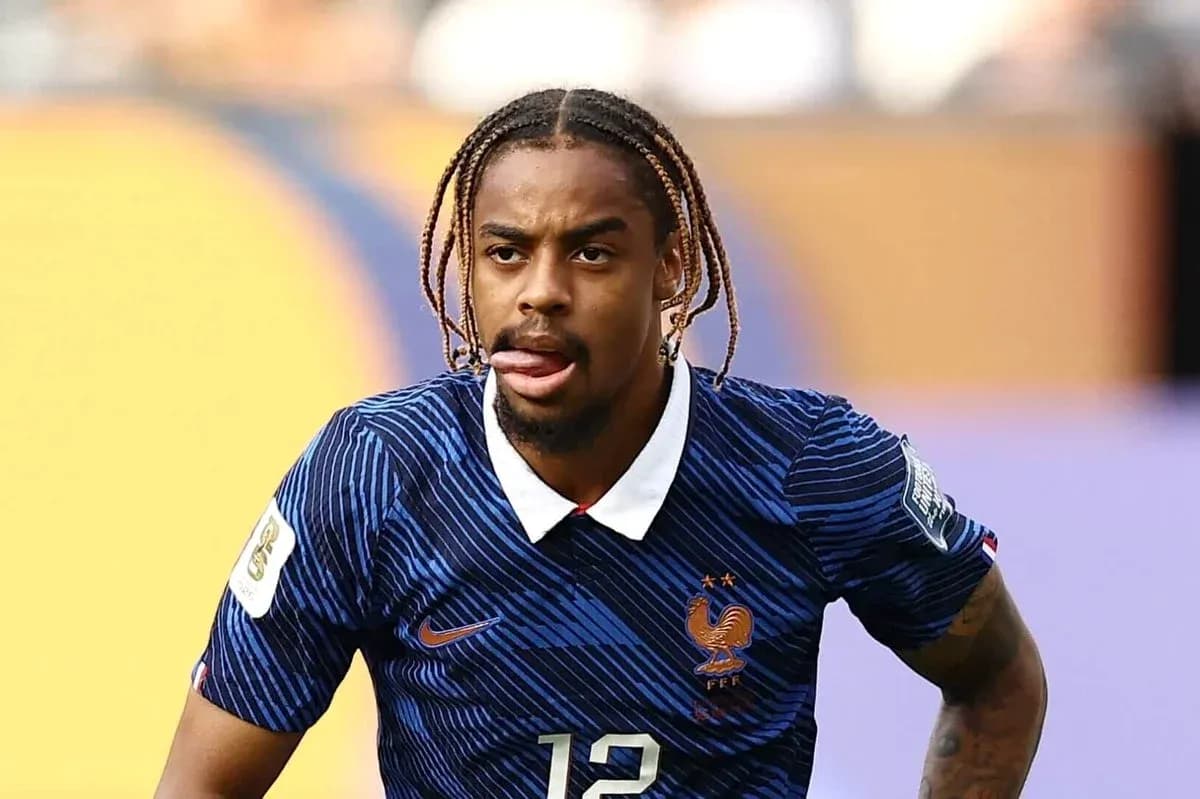 Player wearing France jersey during match action
