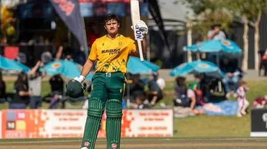 Batsman celebrating after scoring runs in cricket match