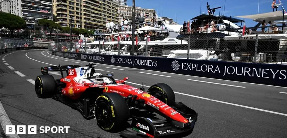 Ferrari car racing on the Monaco Grand Prix track