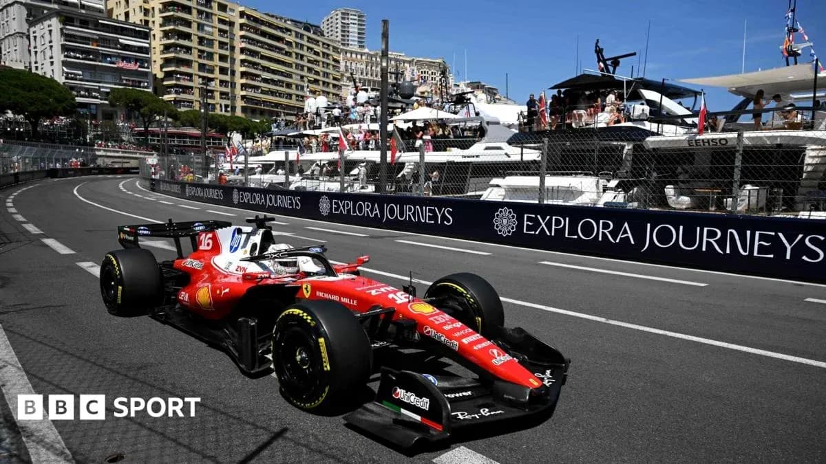 Ferrari car racing on the Monaco Grand Prix track