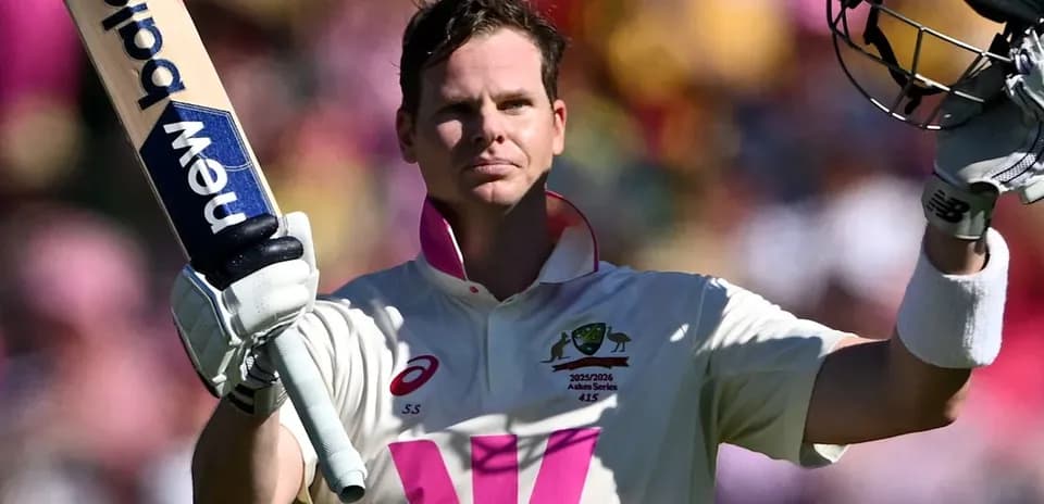 Steve Smith celebrating after scoring a century