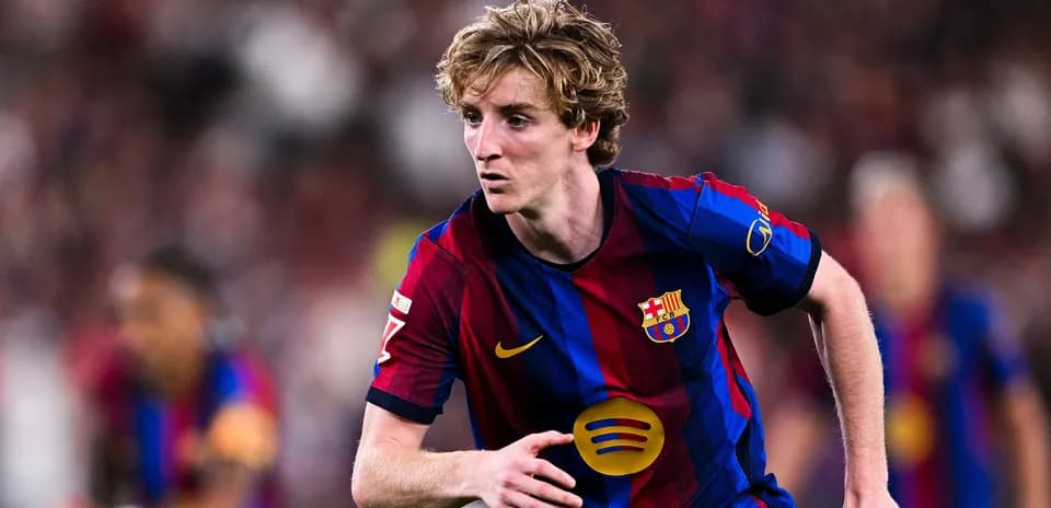 Barcelona player sprinting during a match