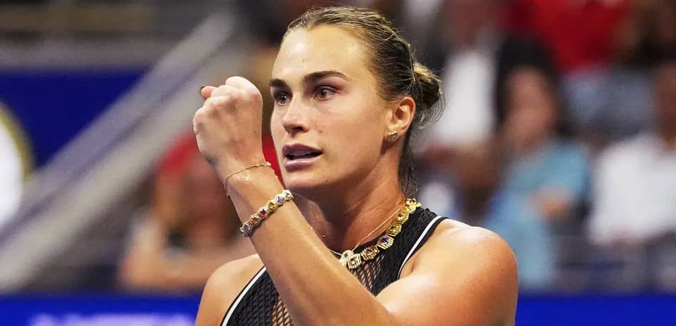 Tennis player celebrating during a match