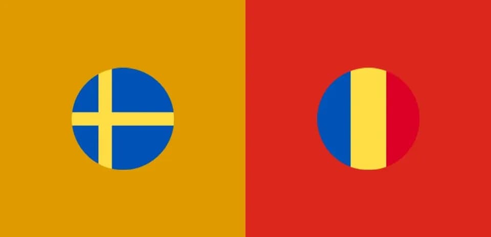 Flags of Sweden and Romania side by side
