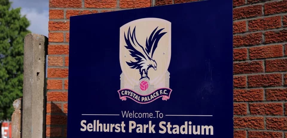 Welcome sign at Selhurst Park Stadium, home of Crystal Palace F.C.
