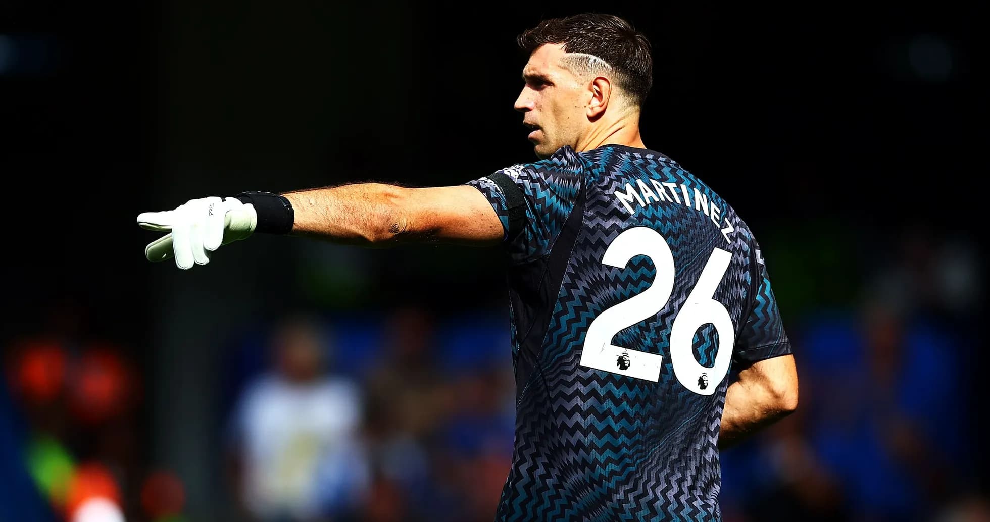 Goalkeeper pointing during a match