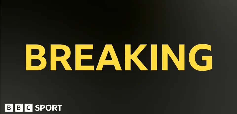 Breaking news banner from BBC Sport
