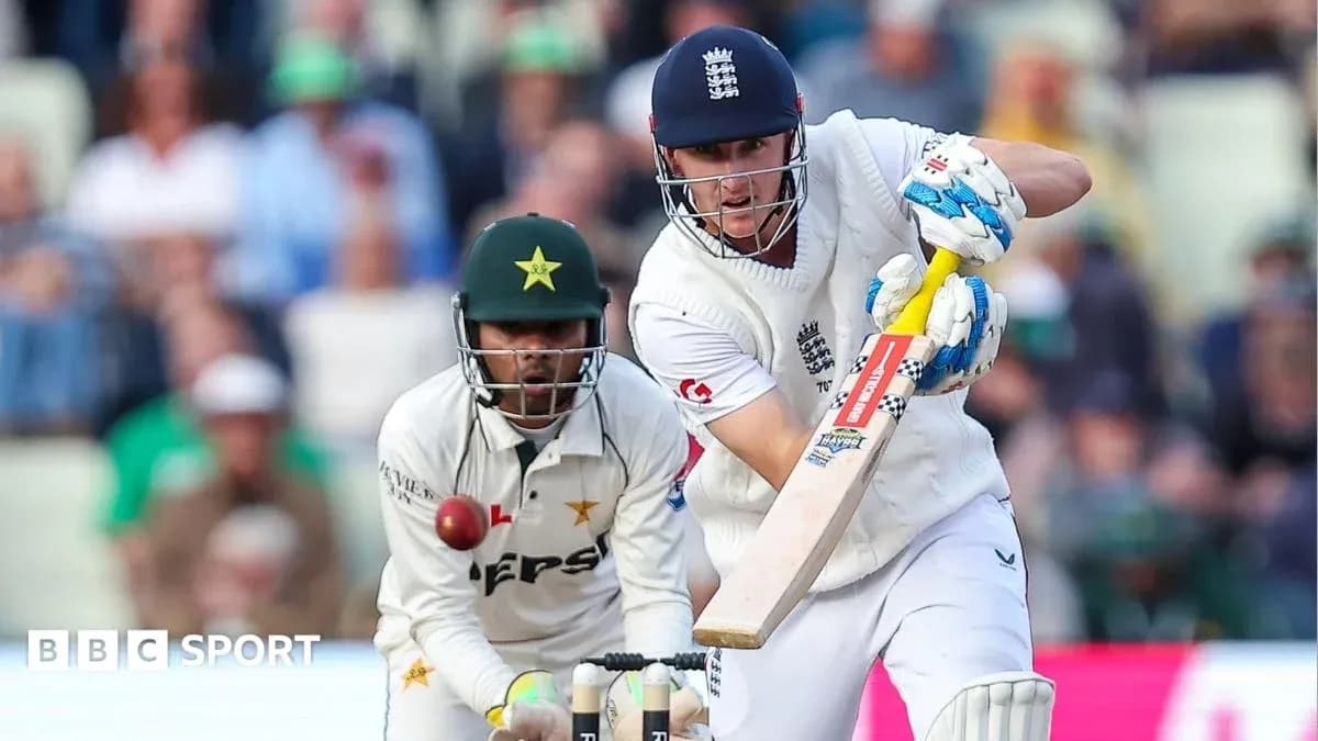 Batsman playing a shot with bowler in foreground