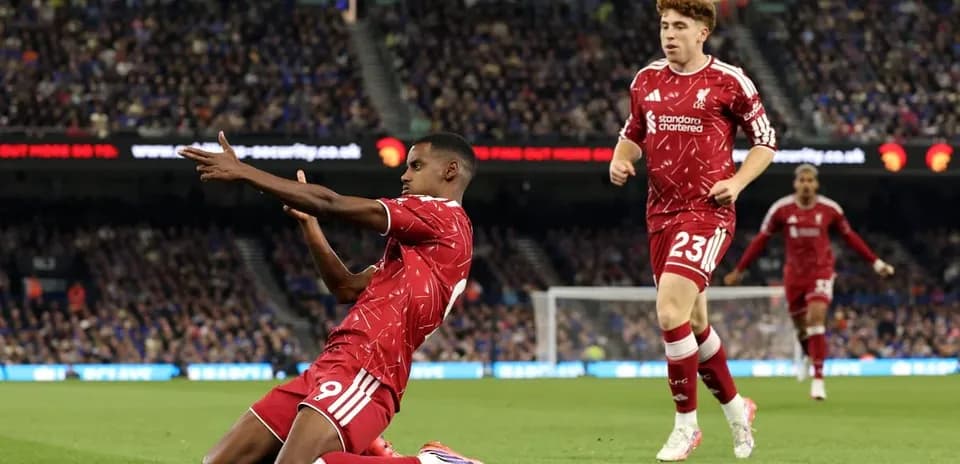 Liverpool player celebrating after scoring a goal