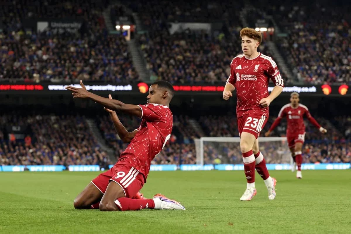 Liverpool player celebrating after scoring a goal