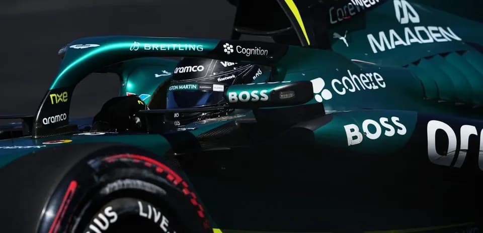 Aston Martin Formula 1 car on track during race
