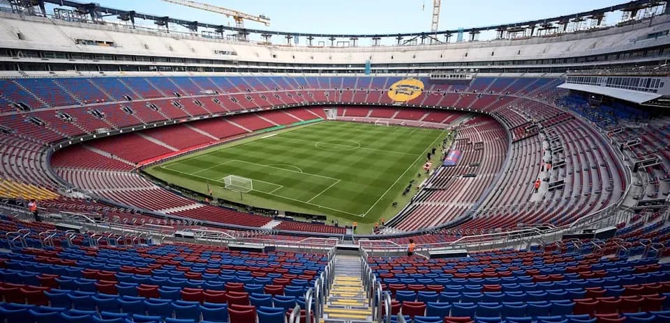 Interior view of a partially constructed stadium