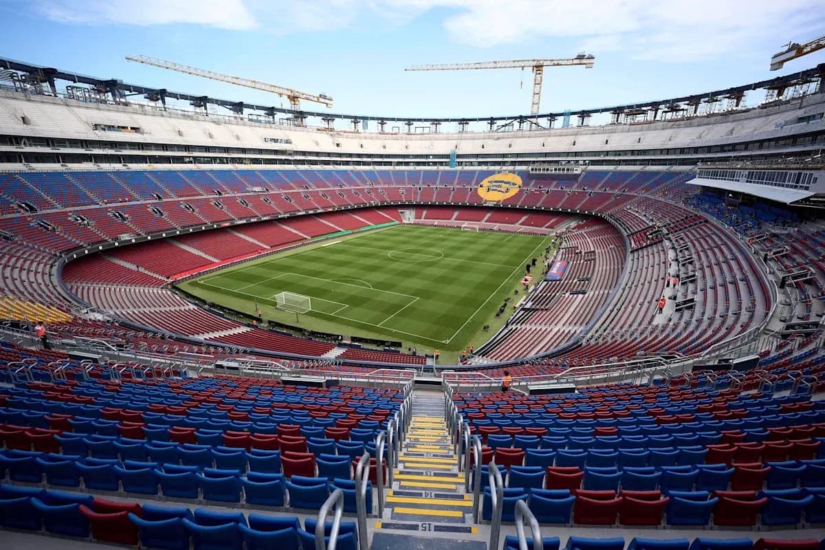 Interior view of a partially constructed stadium