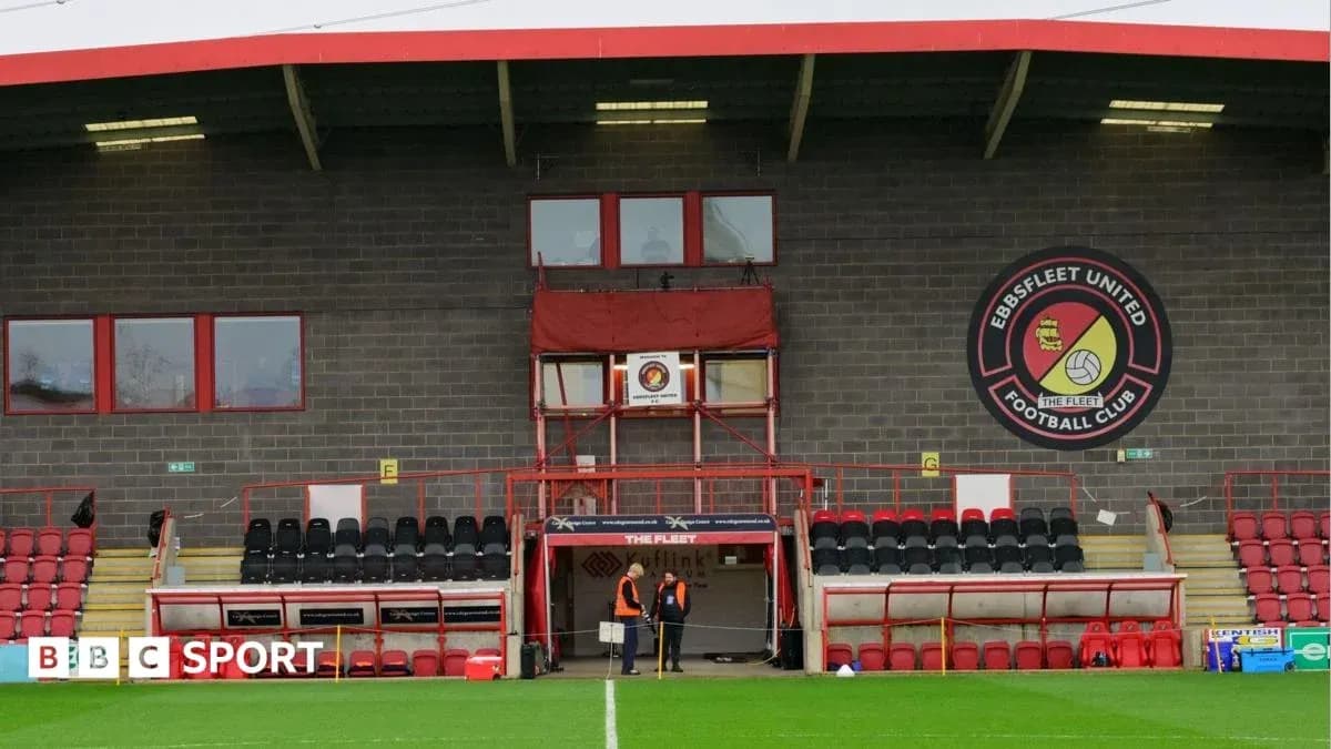 Ebbsfleet United stadium exterior with seating area