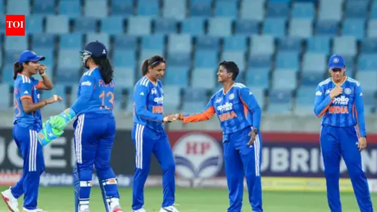 Indian women's cricket team celebrating during a match