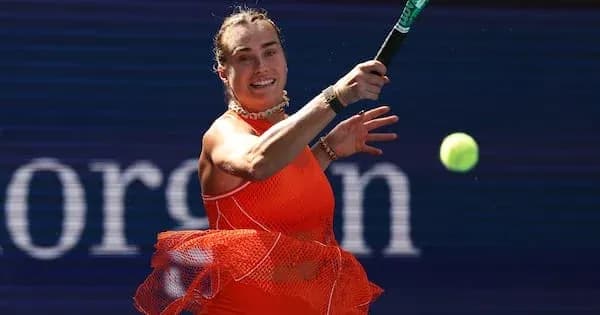 Player hitting a forehand during tennis match