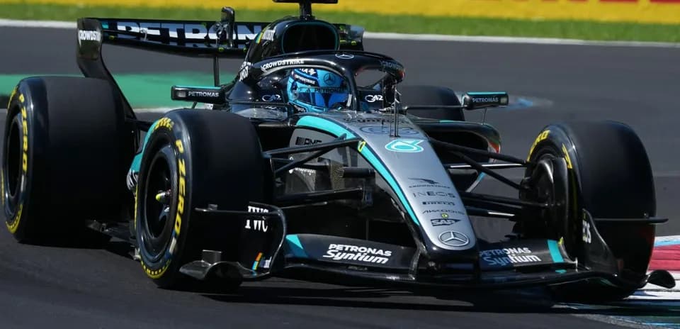 Mercedes Formula 1 car racing on track