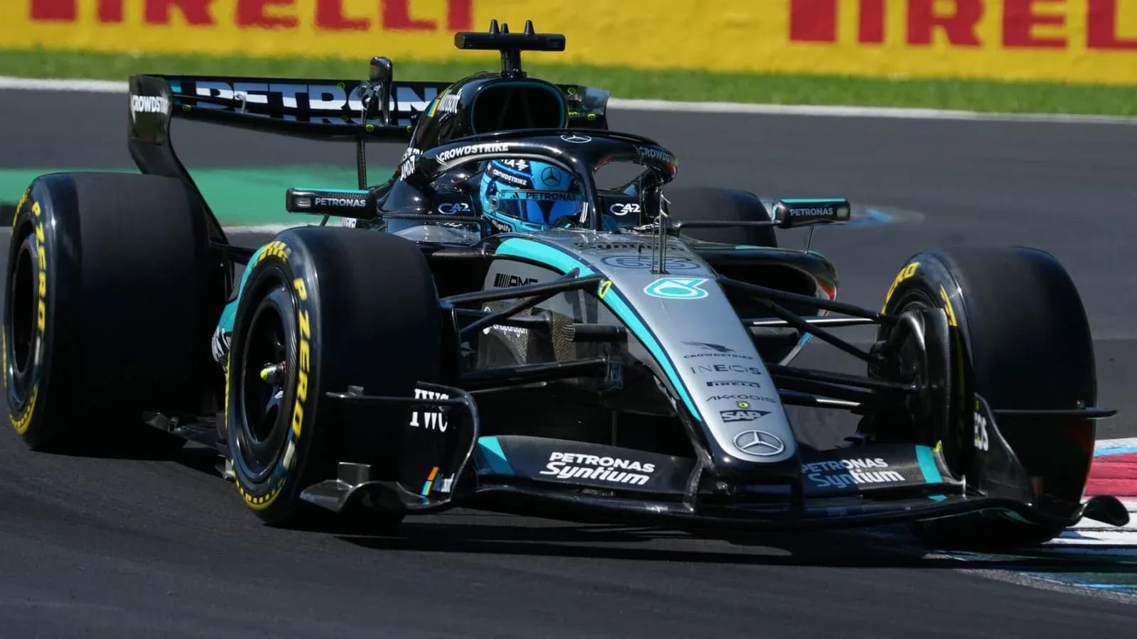 Mercedes Formula 1 car racing on track