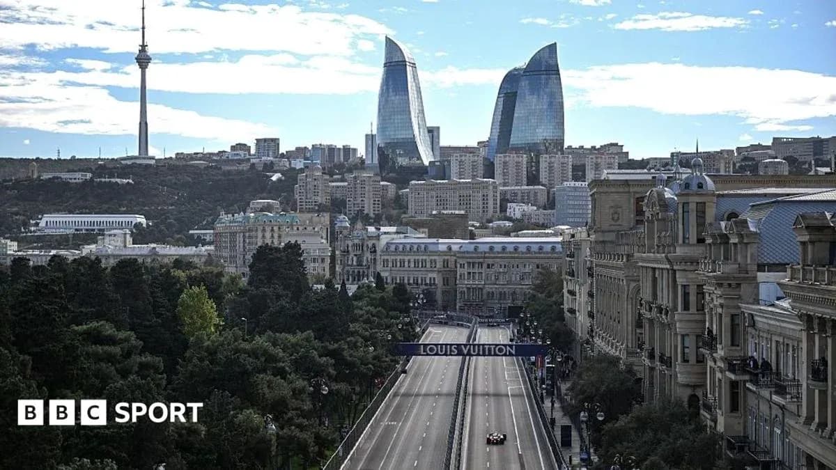 Cityscape of Baku with Formula 1 track visible