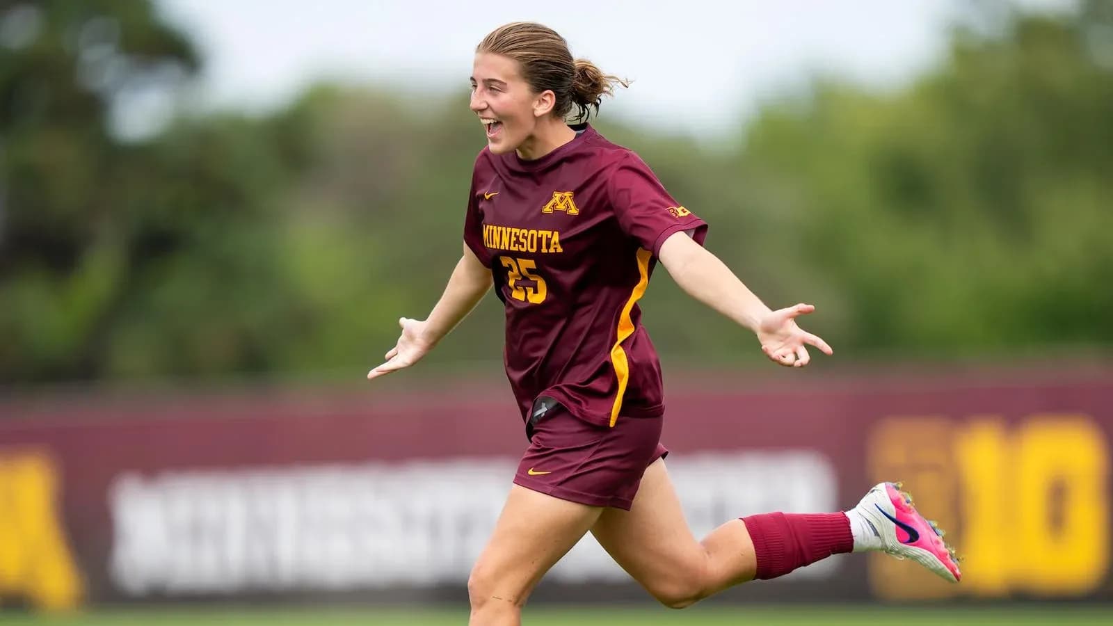 Soccer player celebrating on the field